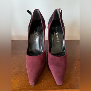 Vintage Yves Saint Laurent burgundy suede pumps